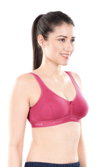 Mizi Sports Bra | Women's Cotton Sports Bra | Assorted Colors | Breathable Non-Padded | Stretchable Slip-On Bra for Daily Fitness, Running & All-Day Comfort | Full Coverage Sports Bra