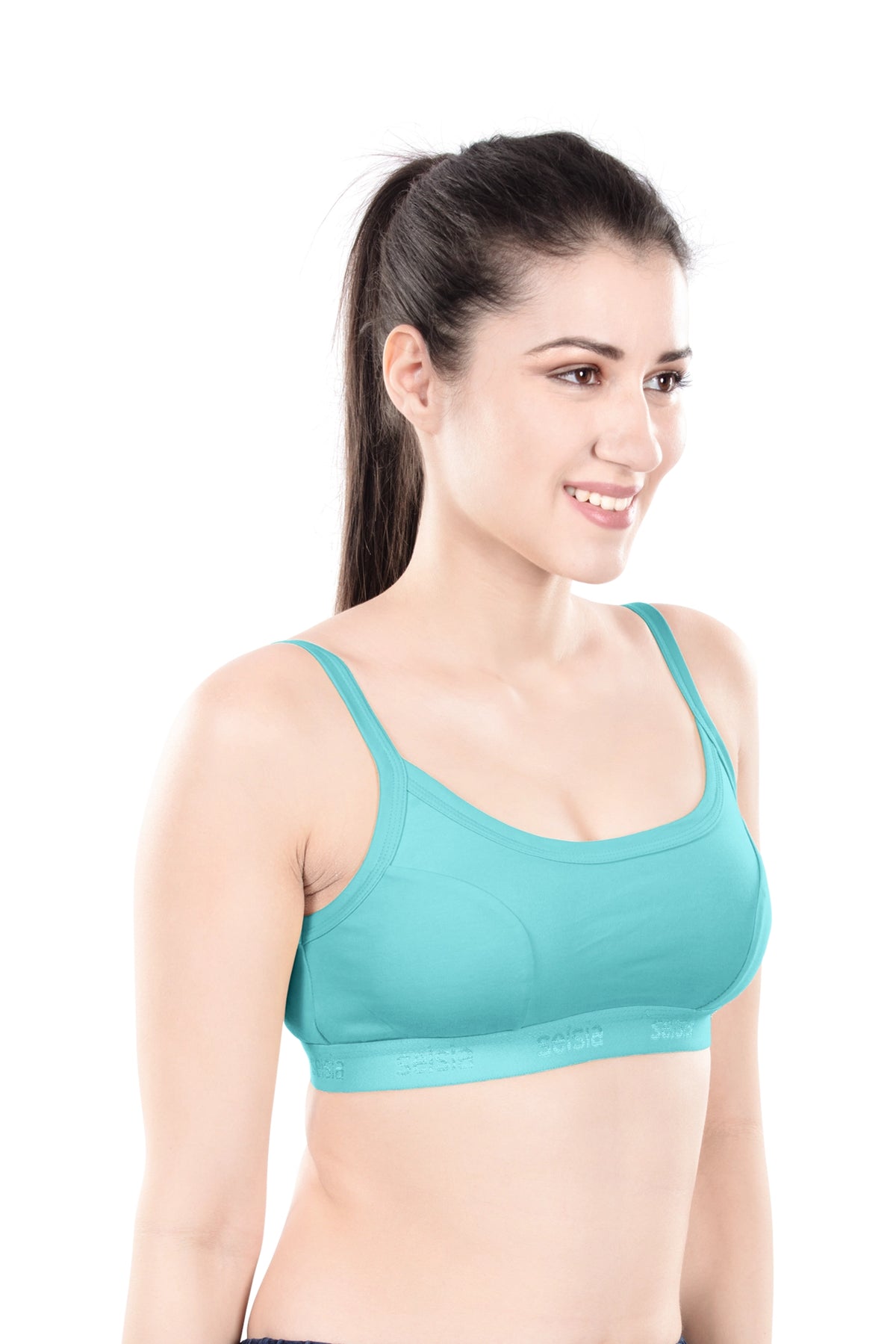 Hazel Dark Color Sports Bra | Non-Padded Wirefree Soft Stretch Cotton Bra | Bold Shades Activewear Bra with Bottom Band Support for Gym, Yoga & Workout
