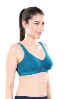Mizi Sports Bra | Women's Cotton Sports Bra | Assorted Colors | Breathable Non-Padded | Stretchable Slip-On Bra for Daily Fitness, Running & All-Day Comfort | Full Coverage Sports Bra