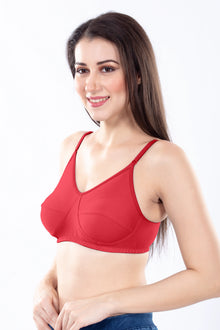 Stella Single Cup Bra | 100% Pure Cotton Wirefree Non-Padded Bra for Women | Soft Breathable Everyday Comfort Bra with Adjustable Straps