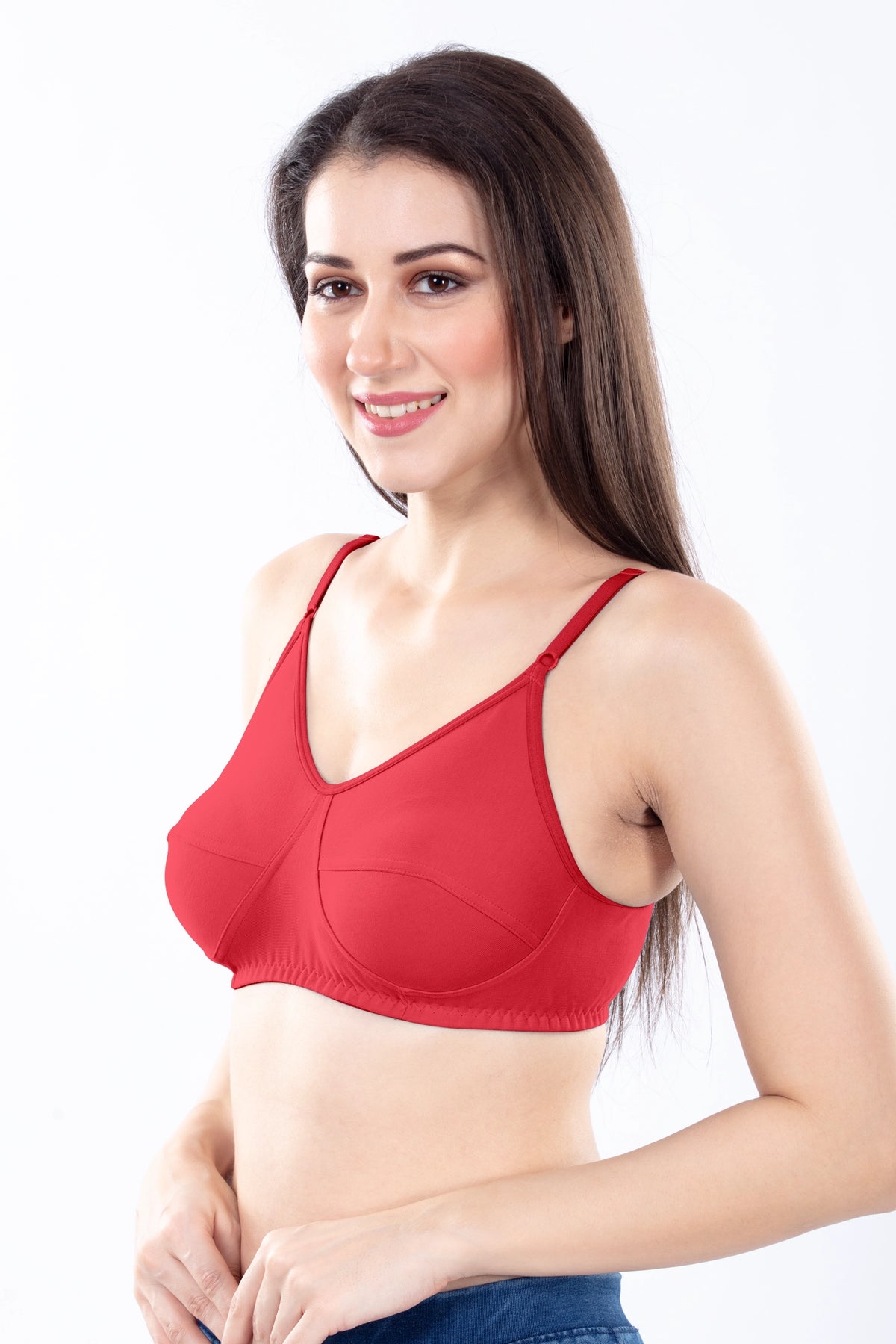 Stella Single Cup Bra | 100% Pure Cotton Wirefree Non-Padded Bra for Women | Soft Breathable Everyday Comfort Bra with Adjustable Straps