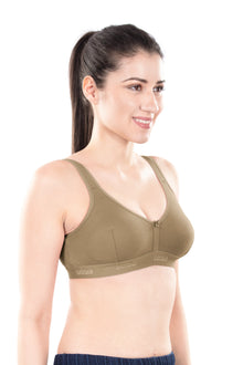 Mizi Sports Bra | Women's Cotton Sports Bra | Assorted Colors | Breathable Non-Padded | Stretchable Slip-On Bra for Daily Fitness, Running & All-Day Comfort | Full Coverage Sports Bra