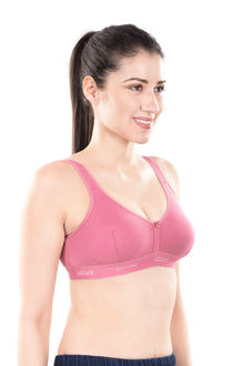 Mizi Sports Bra | Women's Cotton Sports Bra | Assorted Colors | Breathable Non-Padded | Stretchable Slip-On Bra for Daily Fitness, Running & All-Day Comfort | Full Coverage Sports Bra