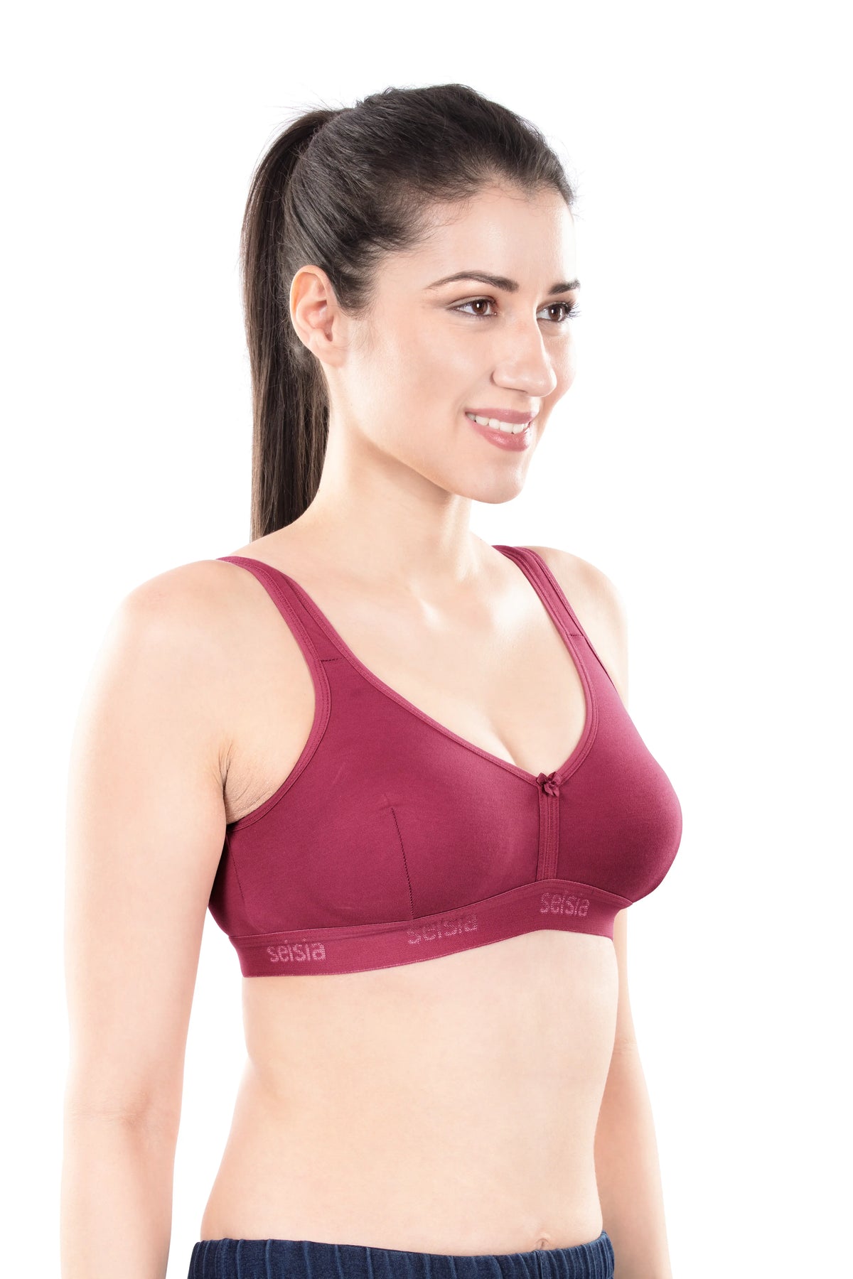 Mizi Sports Bra | Women's Cotton Sports Bra | Assorted Colors | Breathable Non-Padded | Stretchable Slip-On Bra for Daily Fitness, Running & All-Day Comfort | Full Coverage Sports Bra