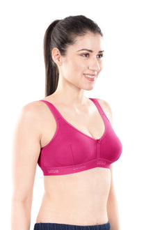 Mizi Sports Bra | Women's Cotton Sports Bra | Assorted Colors | Breathable Non-Padded | Stretchable Slip-On Bra for Daily Fitness, Running & All-Day Comfort | Full Coverage Sports Bra