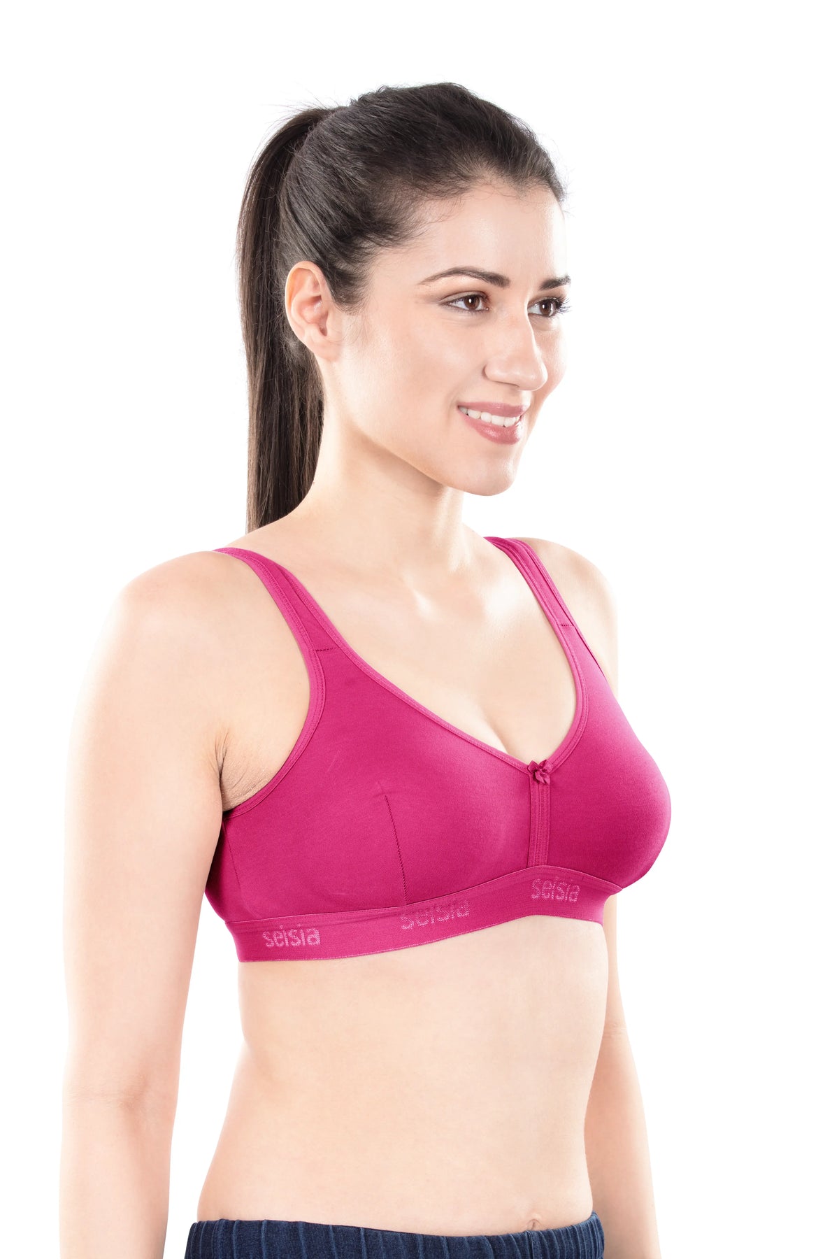 Mizi Sports Bra | Women's Cotton Sports Bra | Assorted Colors | Breathable Non-Padded | Stretchable Slip-On Bra for Daily Fitness, Running & All-Day Comfort | Full Coverage Sports Bra