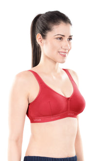 Mizi Sports Bra | Women's Cotton Sports Bra | Assorted Colors | Breathable Non-Padded | Stretchable Slip-On Bra for Daily Fitness, Running & All-Day Comfort | Full Coverage Sports Bra