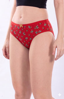 Nyla Discharge Print Hipster Panty | Cold Water washed Breathable Cotton Stretch Mid-Rise Everyday Underwear with Soft Waistband & Gentle Hip Coverage