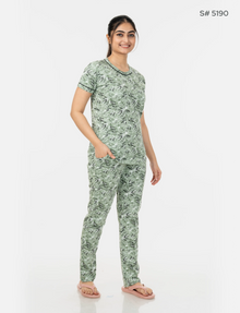 RFD -44  Pyjama Set | S# 5190 | 100% Cotton Top & Full Pant Combo | Printed Pyjama Set | Soft Elastic Waist Track Pant | Daily Loungewear & Sleepwear