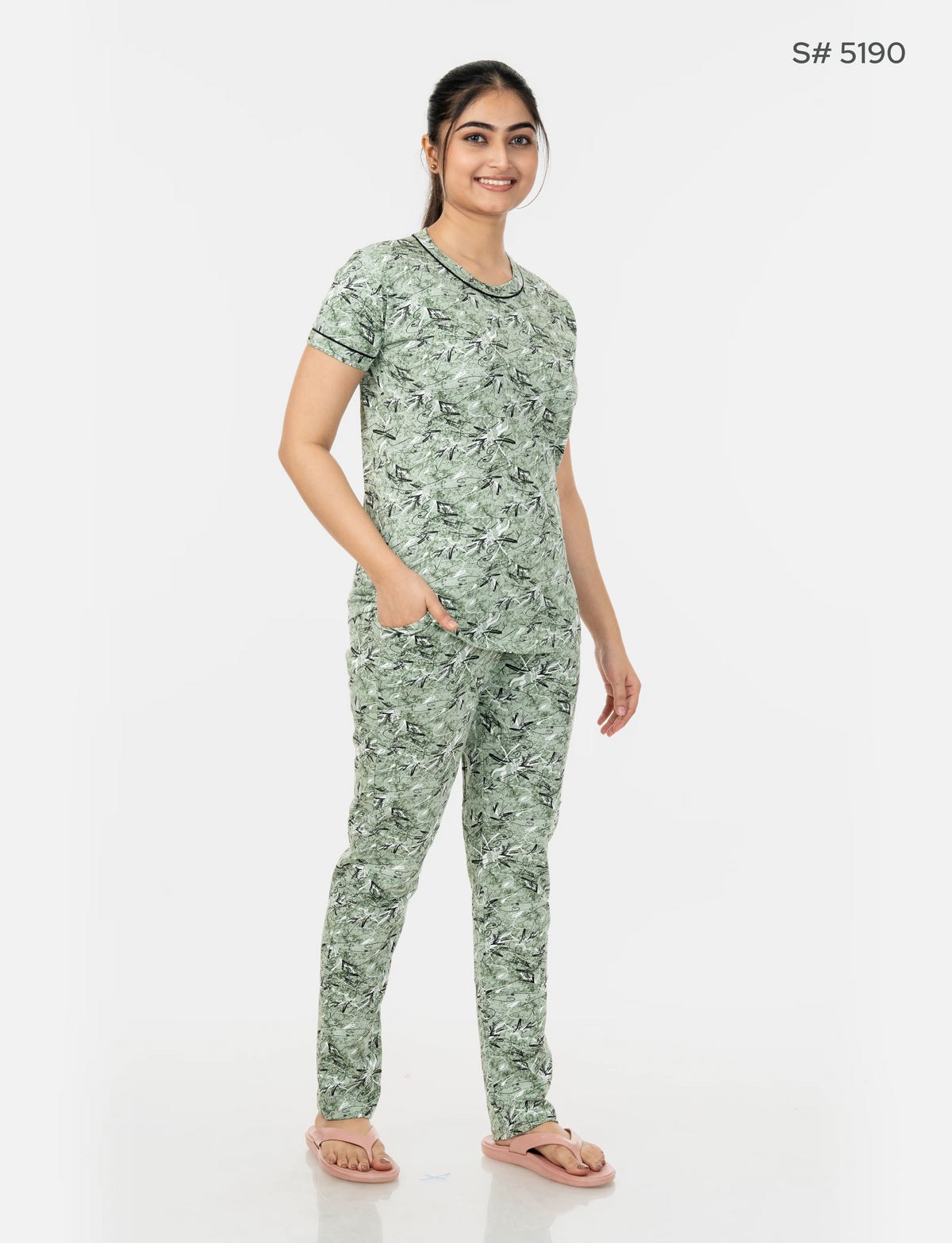 RFD -44  Pyjama Set | S# 5190 | 100% Cotton Top & Full Pant Combo | Printed Pyjama Set | Soft Elastic Waist Track Pant | Daily Loungewear & Sleepwear