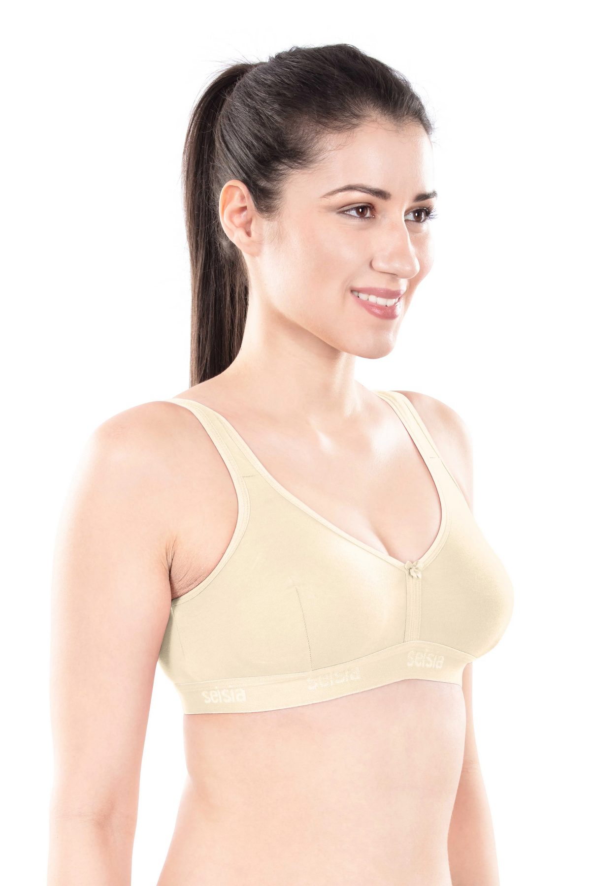 Mizi Sports Bra | Women's Cotton Sports Bra | Assorted Colors | Breathable Non-Padded | Stretchable Slip-On Bra for Daily Fitness, Running & All-Day Comfort | Full Coverage Sports Bra