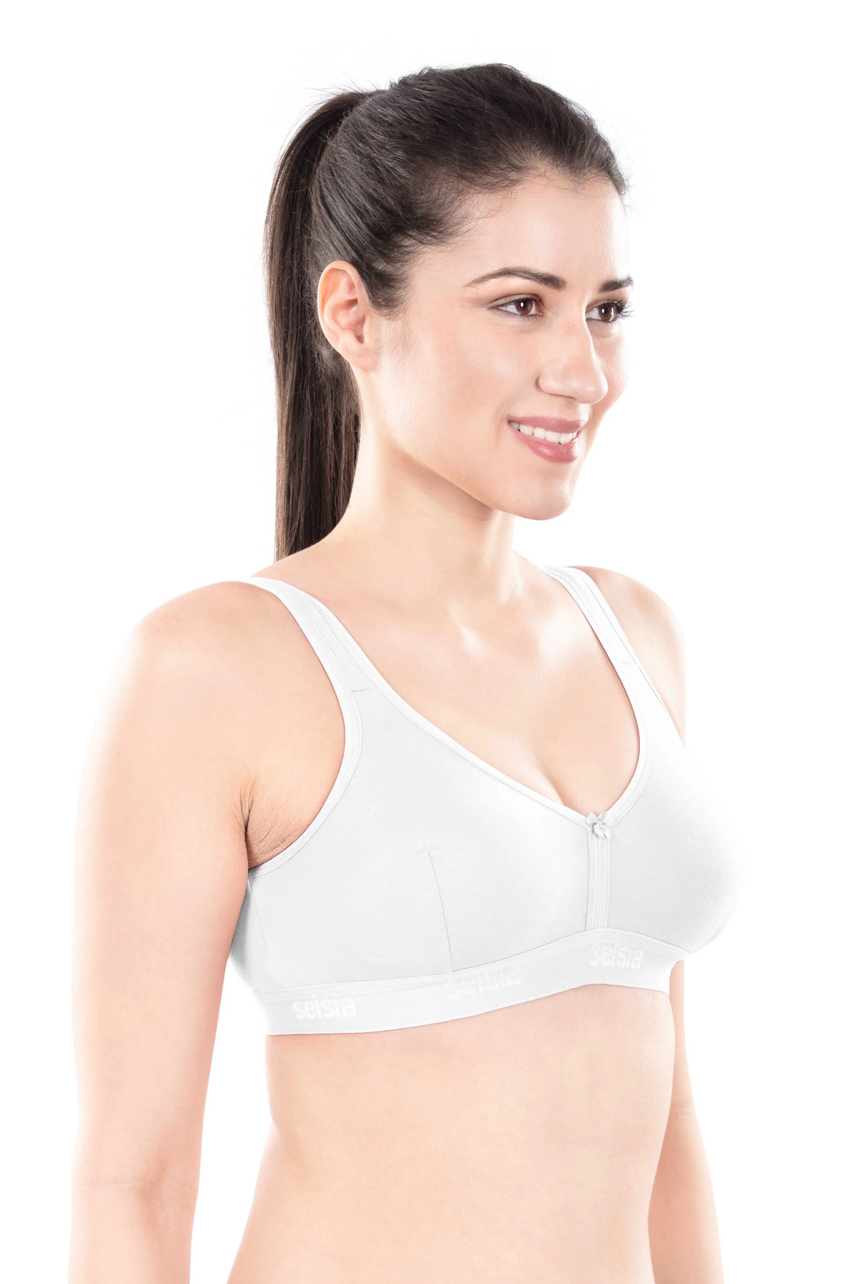 Mizi Sports Bra | Women's Cotton Sports Bra | Assorted Colors | Breathable Non-Padded | Stretchable Slip-On Bra for Daily Fitness, Running & All-Day Comfort | Full Coverage Sports Bra