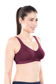 Mizi Sports Bra | Women's Cotton Sports Bra | Assorted Colors | Breathable Non-Padded | Stretchable Slip-On Bra for Daily Fitness, Running & All-Day Comfort | Full Coverage Sports Bra
