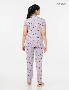 RFD -44  Pyjama Set | S# 5190 | 100% Cotton Top & Full Pant Combo | Printed Pyjama Set | Soft Elastic Waist Track Pant | Daily Loungewear & Sleepwear