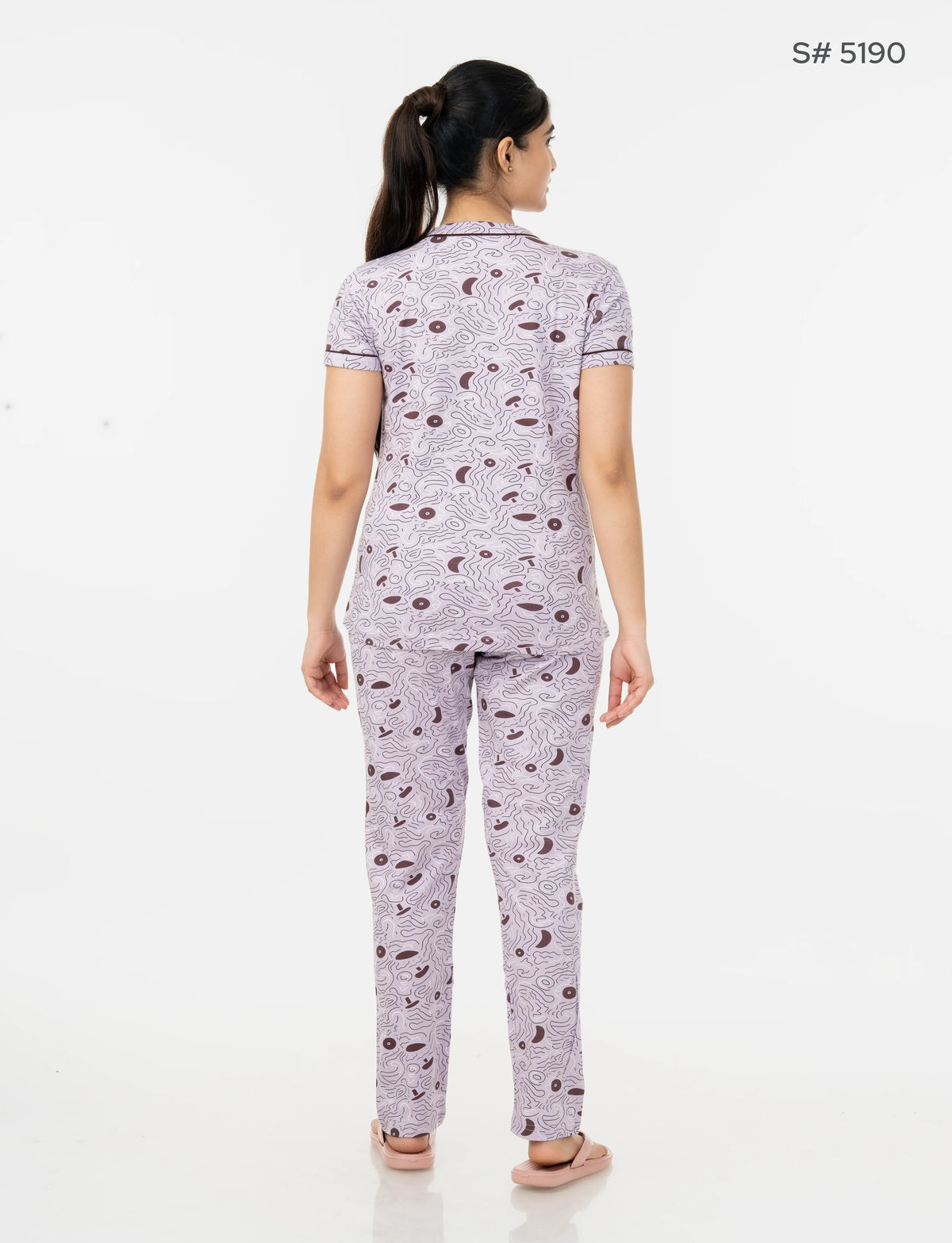 RFD -44  Pyjama Set | S# 5190 | 100% Cotton Top & Full Pant Combo | Printed Pyjama Set | Soft Elastic Waist Track Pant | Daily Loungewear & Sleepwear
