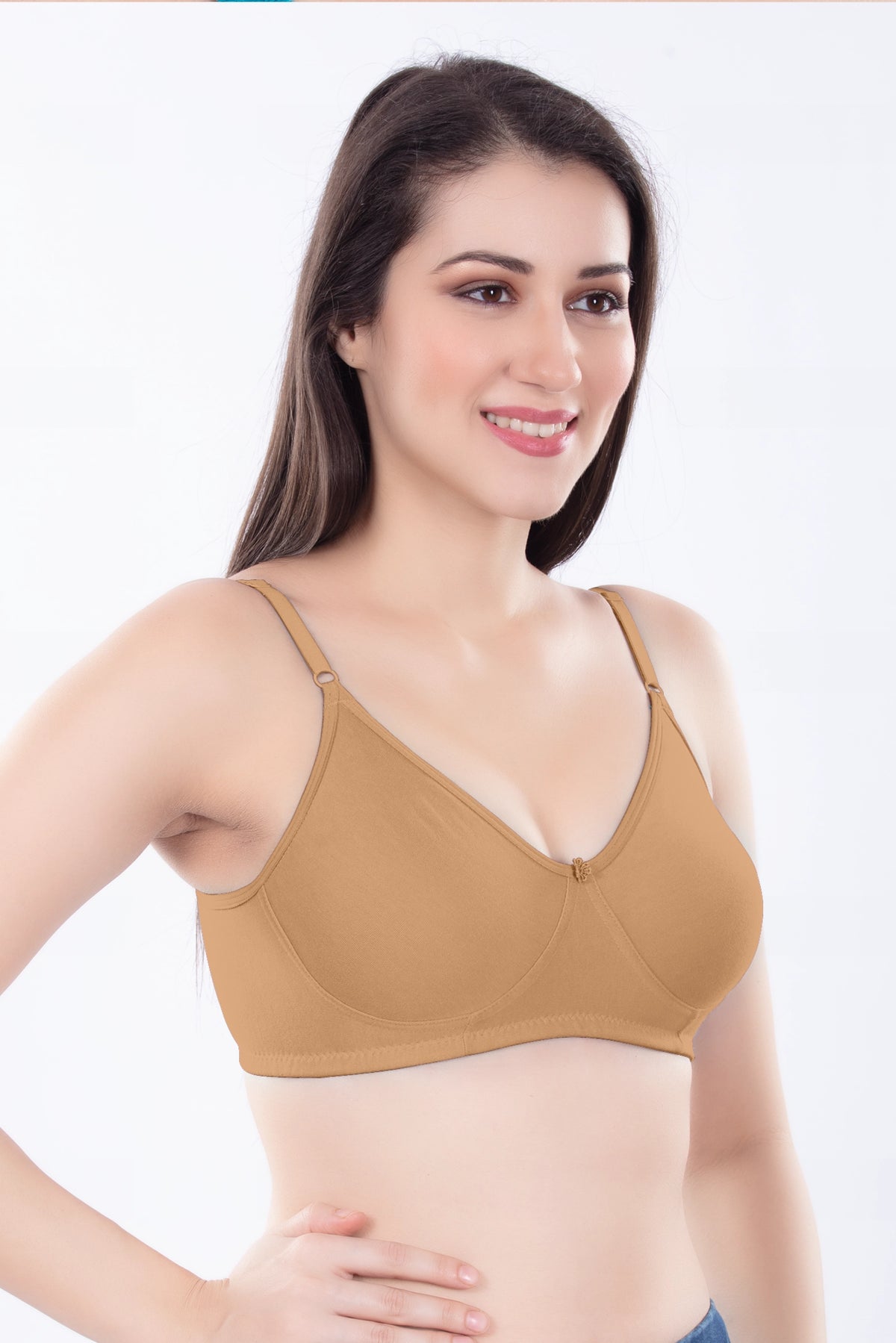 Helen Moulded Bra | for Women - Non-Padded Wirefree Seamless T-Shirt Bra with Soft Smooth Cups & Adjustable Straps for Invisible Everyday Comfort with No Show Seams Under Tight Tops, Kurtis & T-Shirts