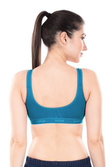 Mizi Sports Bra | Women's Cotton Sports Bra | Assorted Colors | Breathable Non-Padded | Stretchable Slip-On Bra for Daily Fitness, Running & All-Day Comfort | Full Coverage Sports Bra