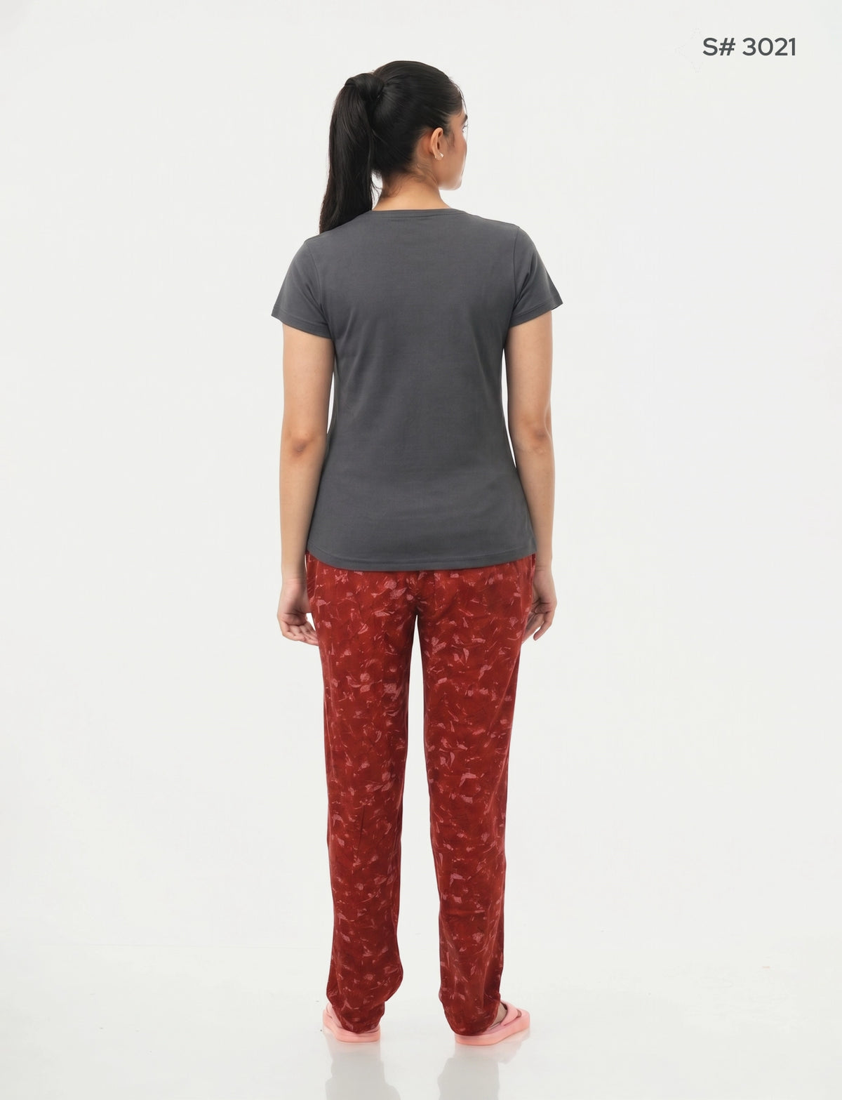 US-102 Pyjama Set | S# 3021 | 100% Cotton Top & Full Pant Combo | Graphic Printed T-Shirt | Soft Elastic Waist Track Pant | Daily Loungewear & Sleepwear
