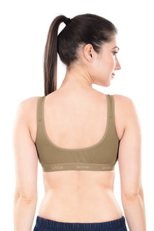 Mizi Sports Bra | Women's Cotton Sports Bra | Assorted Colors | Breathable Non-Padded | Stretchable Slip-On Bra for Daily Fitness, Running & All-Day Comfort | Full Coverage Sports Bra