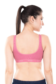 Mizi Sports Bra | Women's Cotton Sports Bra | Assorted Colors | Breathable Non-Padded | Stretchable Slip-On Bra for Daily Fitness, Running & All-Day Comfort | Full Coverage Sports Bra