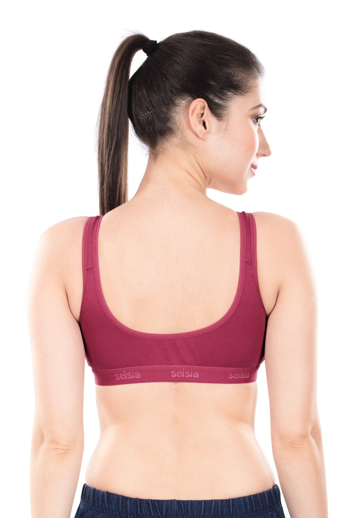 Mizi Sports Bra | Women's Cotton Sports Bra | Assorted Colors | Breathable Non-Padded | Stretchable Slip-On Bra for Daily Fitness, Running & All-Day Comfort | Full Coverage Sports Bra