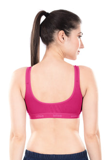 Mizi Sports Bra | Women's Cotton Sports Bra | Assorted Colors | Breathable Non-Padded | Stretchable Slip-On Bra for Daily Fitness, Running & All-Day Comfort | Full Coverage Sports Bra