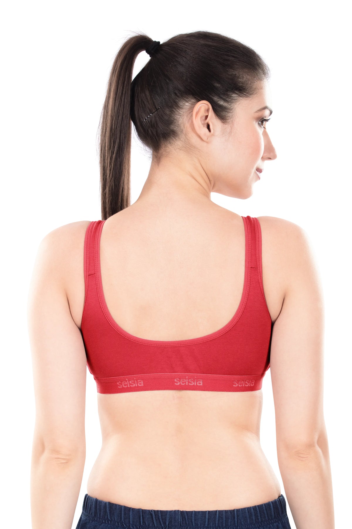 Mizi Sports Bra | Women's Cotton Sports Bra | Assorted Colors | Breathable Non-Padded | Stretchable Slip-On Bra for Daily Fitness, Running & All-Day Comfort | Full Coverage Sports Bra