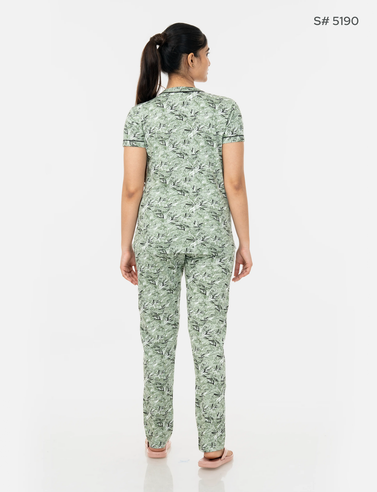 RFD -44  Pyjama Set | S# 5190 | 100% Cotton Top & Full Pant Combo | Printed Pyjama Set | Soft Elastic Waist Track Pant | Daily Loungewear & Sleepwear