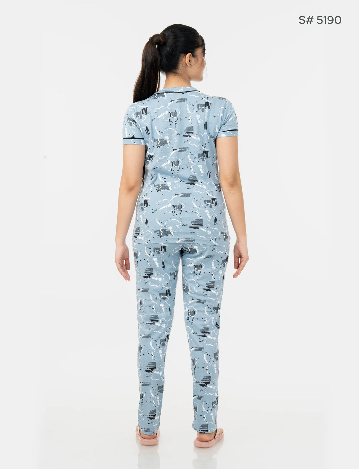 RFD -44  Pyjama Set | S# 5190 | 100% Cotton Top & Full Pant Combo | Printed Pyjama Set | Soft Elastic Waist Track Pant | Daily Loungewear & Sleepwear