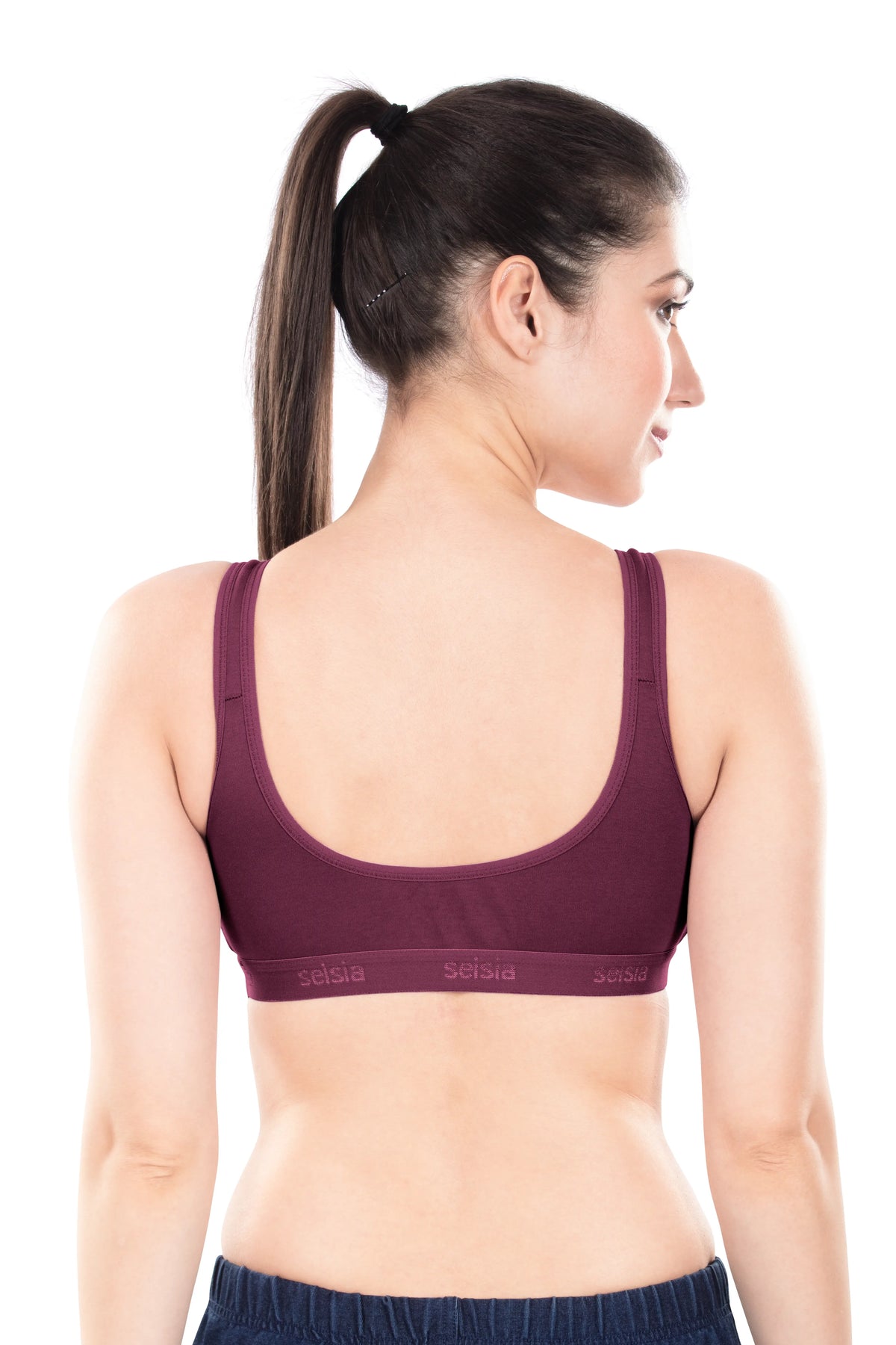 Mizi Sports Bra | Women's Cotton Sports Bra | Assorted Colors | Breathable Non-Padded | Stretchable Slip-On Bra for Daily Fitness, Running & All-Day Comfort | Full Coverage Sports Bra