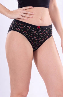 Nyla Discharge Print Hipster Panty | Cold Water washed Breathable Cotton Stretch Mid-Rise Everyday Underwear with Soft Waistband & Gentle Hip Coverage