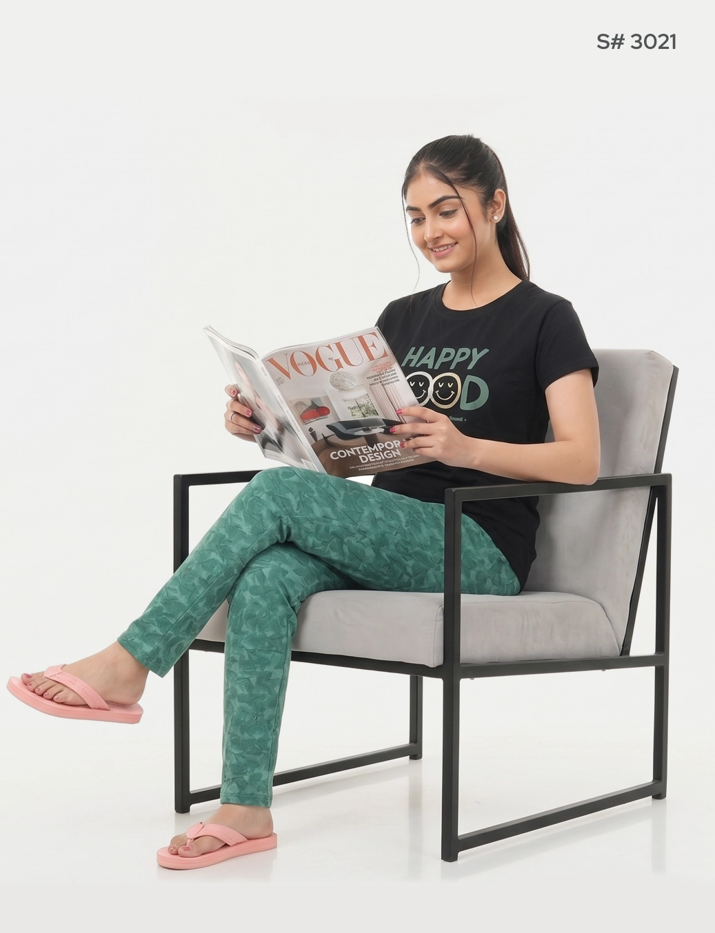 US-102 Pyjama Set | S# 3021 | 100% Cotton Top & Full Pant Combo | Graphic Printed T-Shirt | Soft Elastic Waist Track Pant | Daily Loungewear & Sleepwear