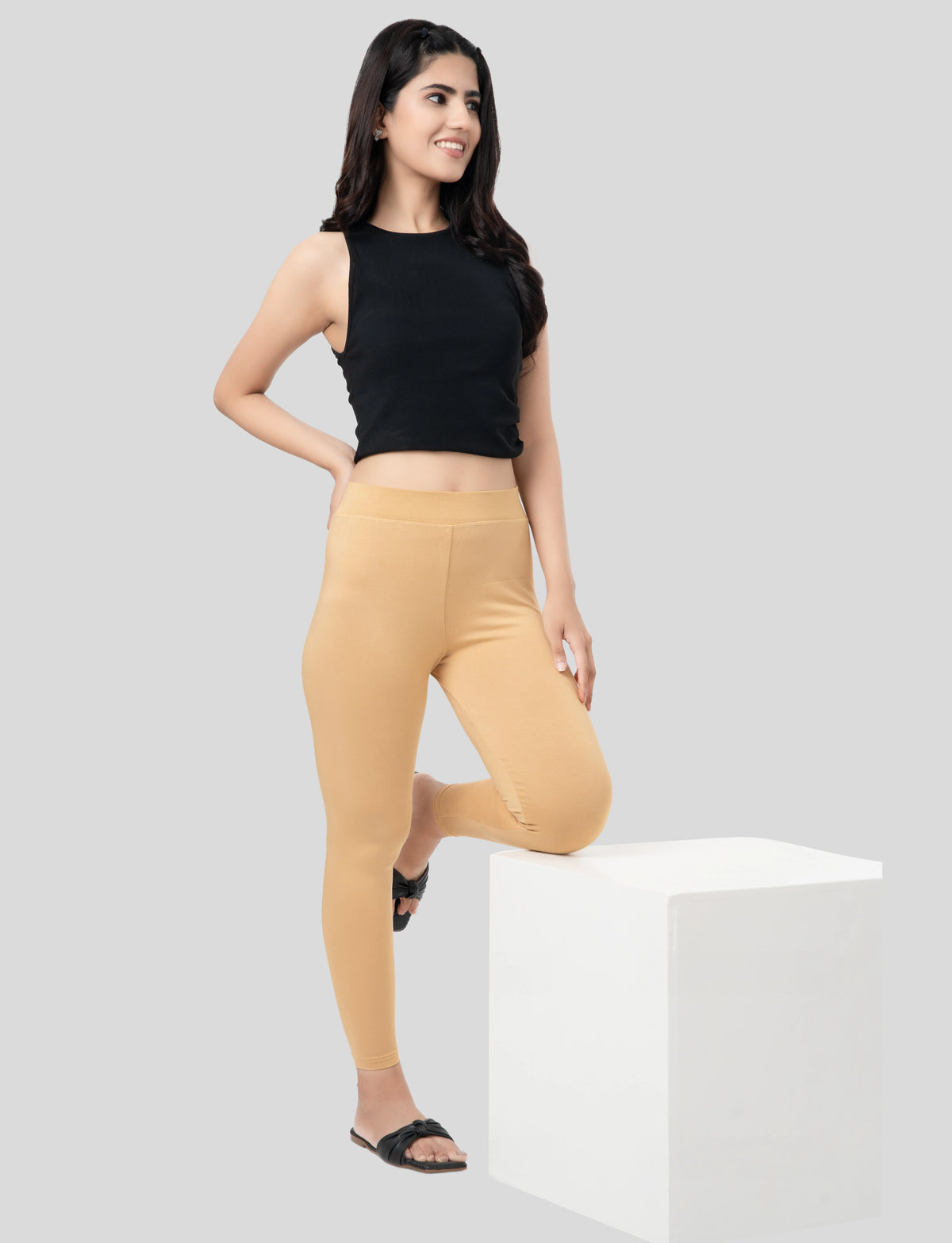 Ankle  Length Leggings | Pack of - 2 Pcs | EcoVero Tencel | Wrinkle-Free | Premium Ethnic Bottom Wear | 4-Way Stretch | Ankle Length Tights for Girls & Women in Vibrant Colors