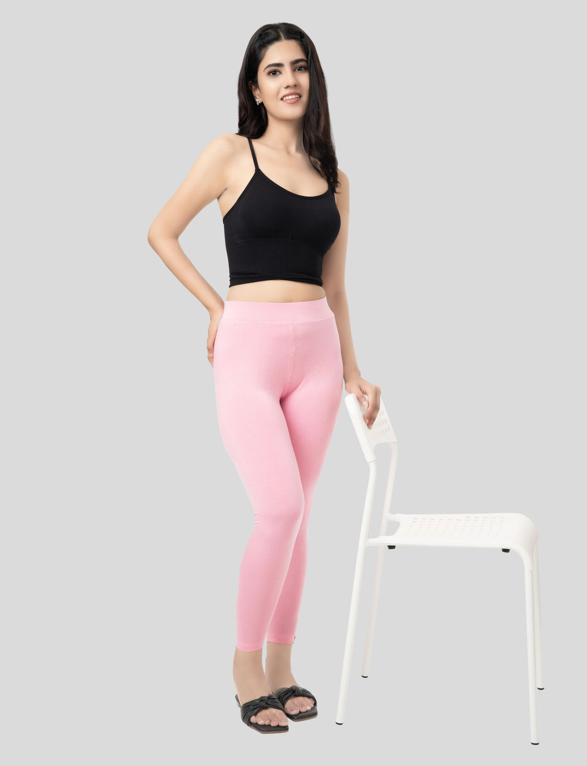 Ankle  Length Leggings | Pack of - 2 Pcs | EcoVero Tencel | Wrinkle-Free | Premium Ethnic Bottom Wear | 4-Way Stretch |  Anti-Chafing Ankle Length Tights for Girls & Women in Vibrant Colors