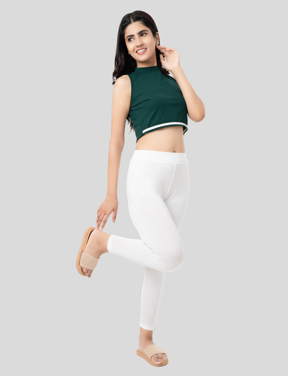 Ankle  Length Leggings | Pack of - 2 Pcs | EcoVero Tencel | Wrinkle-Free | Premium Ethnic Bottom Wear | 4-Way Stretch |  Anti-Chafing Ankle Length Tights for Girls & Women in Vibrant Colors