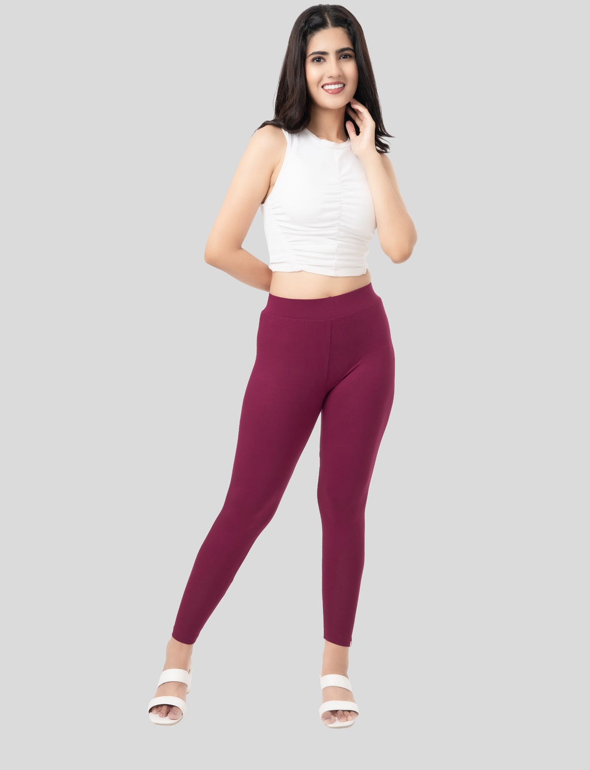 Ankle  Length Leggings | Pack of - 2 Pcs | EcoVero Tencel | Wrinkle-Free | Premium Ethnic Bottom Wear | 4-Way Stretch |  Anti-Chafing Ankle Length Tights for Girls & Women in Vibrant Colors