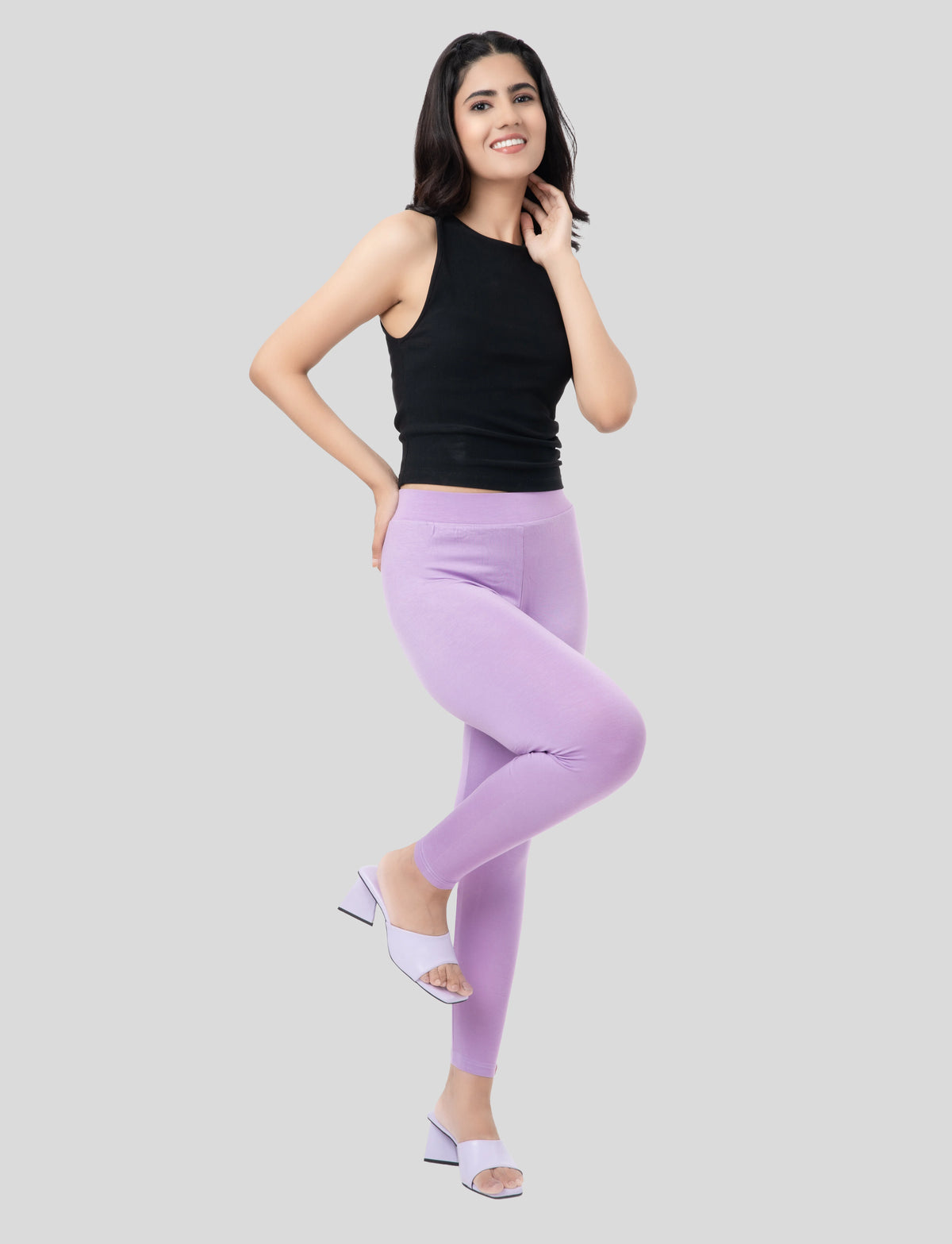 Ankle  Length Leggings | Pack of - 2 Pcs | EcoVero Tencel | Wrinkle-Free | Premium Ethnic Bottom Wear | 4-Way Stretch |  Anti-Chafing Ankle Length Tights for Girls & Women in Vibrant Colors