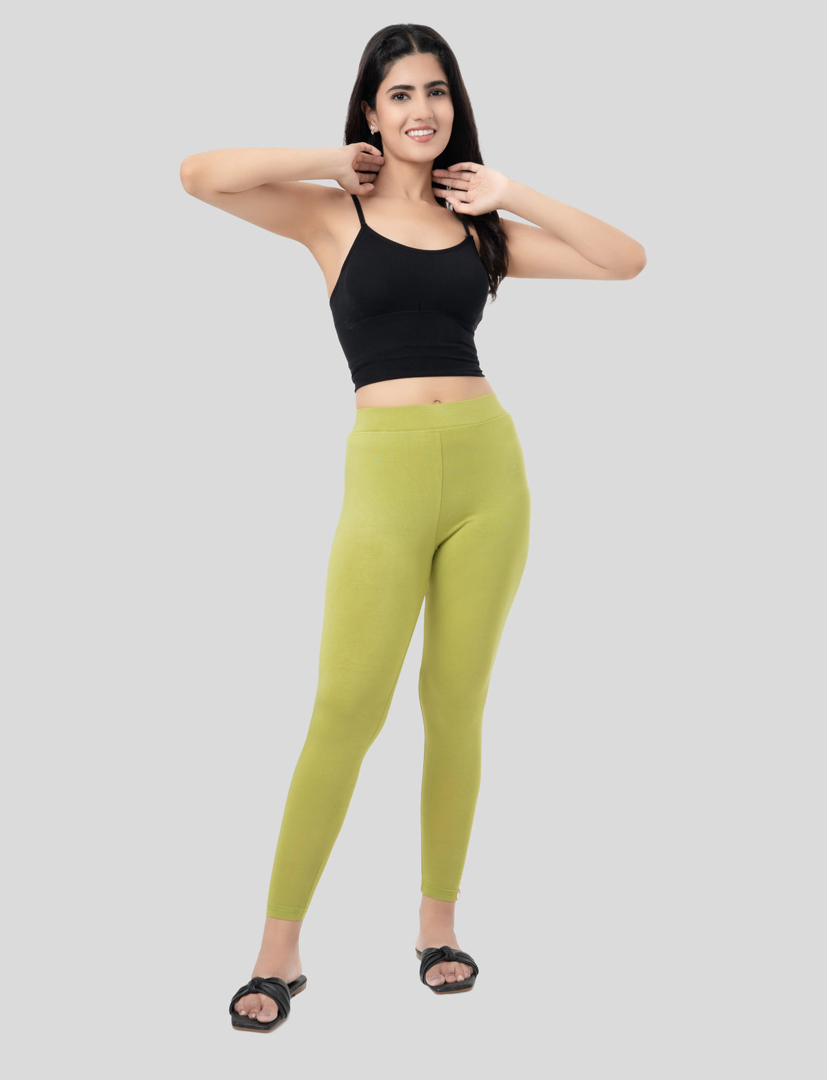 Ankle  Length Leggings | Pack of - 2 Pcs | EcoVero Tencel | Wrinkle-Free | Premium Ethnic Bottom Wear | 4-Way Stretch |  Anti-Chafing Ankle Length Tights for Girls & Women in Vibrant Colors