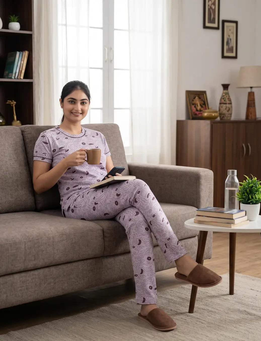 RFD -44  Pyjama Set | S# 5190 | 100% Cotton Top & Full Pant Combo | Printed Pyjama Set | Soft Elastic Waist Track Pant | Daily Loungewear & Sleepwear