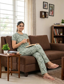 RFD -44  Pyjama Set | S# 5190 | 100% Cotton Top & Full Pant Combo | Printed Pyjama Set | Soft Elastic Waist Track Pant | Daily Loungewear & Sleepwear