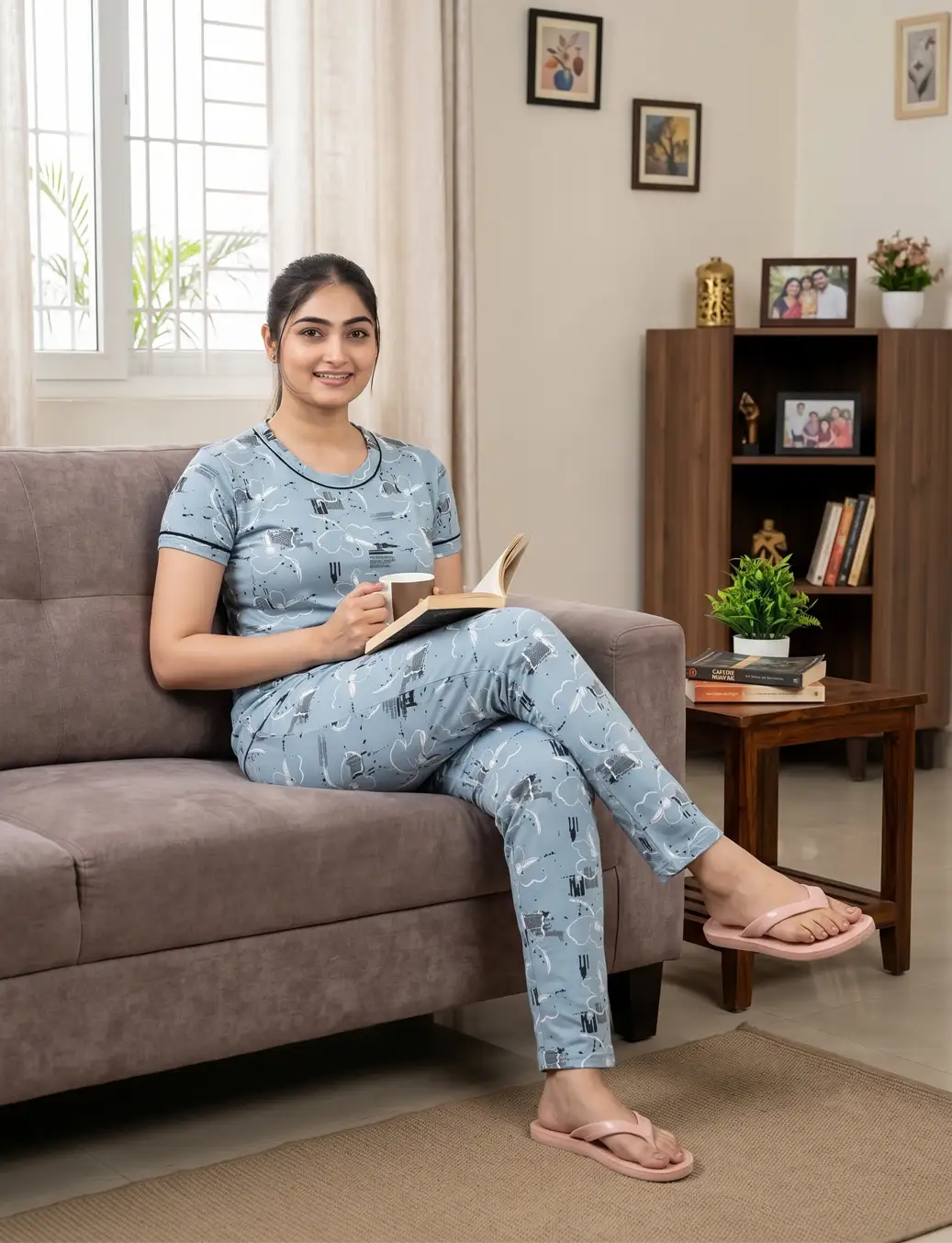 RFD -44  Pyjama Set | S# 5190 | 100% Cotton Top & Full Pant Combo | Printed Pyjama Set | Soft Elastic Waist Track Pant | Daily Loungewear & Sleepwear