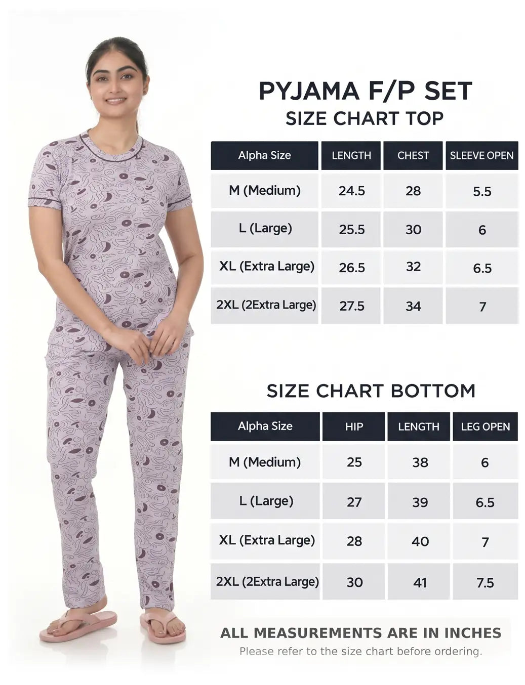 RFD -44  Pyjama Set | S# 5190 | 100% Cotton Top & Full Pant Combo | Printed Pyjama Set | Soft Elastic Waist Track Pant | Daily Loungewear & Sleepwear