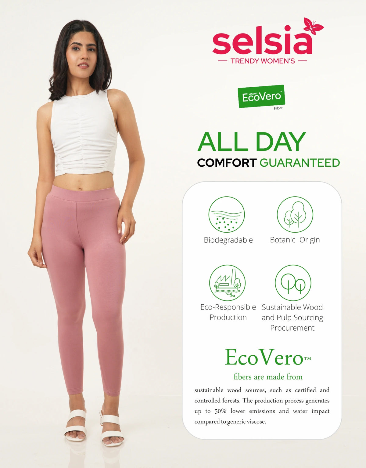 Ankle  Length Leggings | Pack of - 2 Pcs | EcoVero Tencel | Wrinkle-Free | Premium Ethnic Bottom Wear | 4-Way Stretch |  Anti-Chafing Ankle Length Tights for Girls & Women in Vibrant Colors