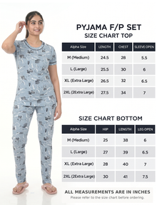 RFD -44  Pyjama Set | S# 5190 | 100% Cotton Top & Full Pant Combo | Printed Pyjama Set | Soft Elastic Waist Track Pant | Daily Loungewear & Sleepwear