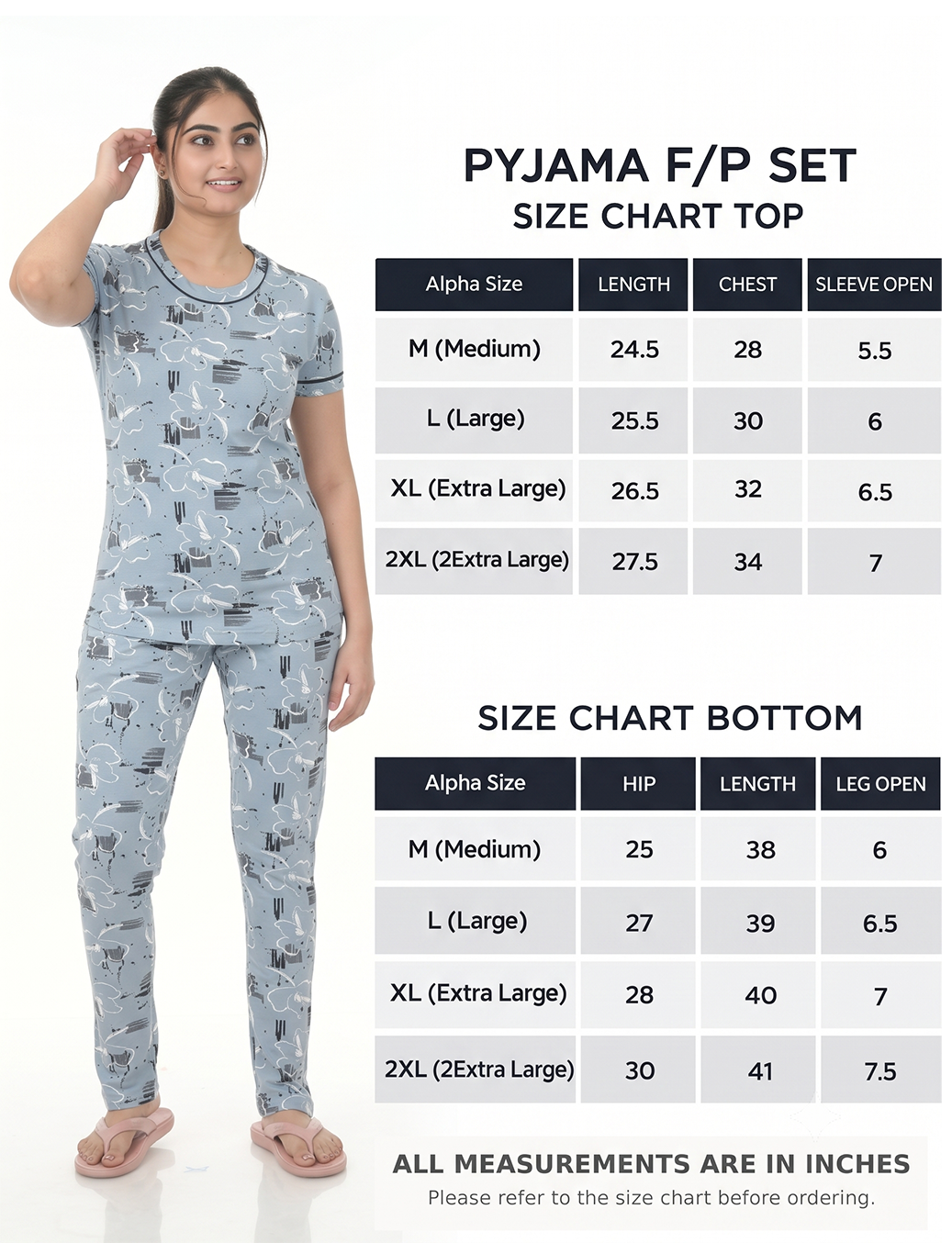 RFD -44  Pyjama Set | S# 5190 | 100% Cotton Top & Full Pant Combo | Printed Pyjama Set | Soft Elastic Waist Track Pant | Daily Loungewear & Sleepwear