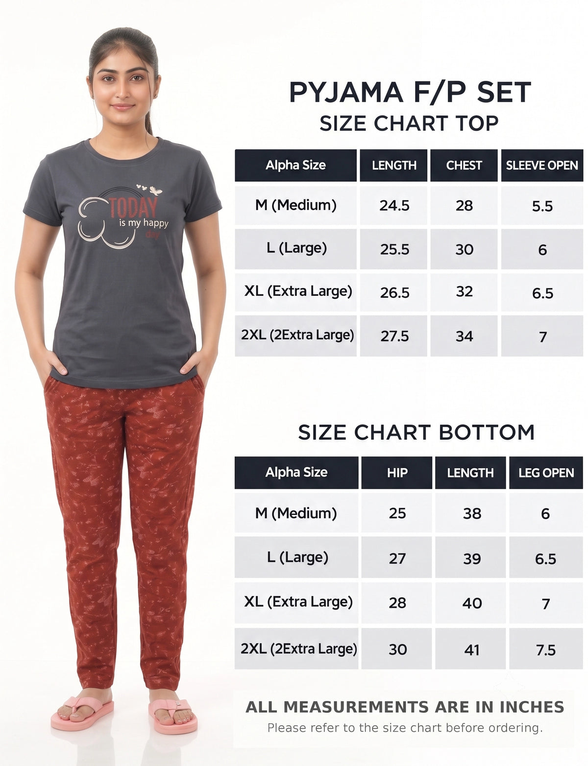 US-102 Pyjama Set | S# 3021 | 100% Cotton Top & Full Pant Combo | Graphic Printed T-Shirt | Soft Elastic Waist Track Pant | Daily Loungewear & Sleepwear
