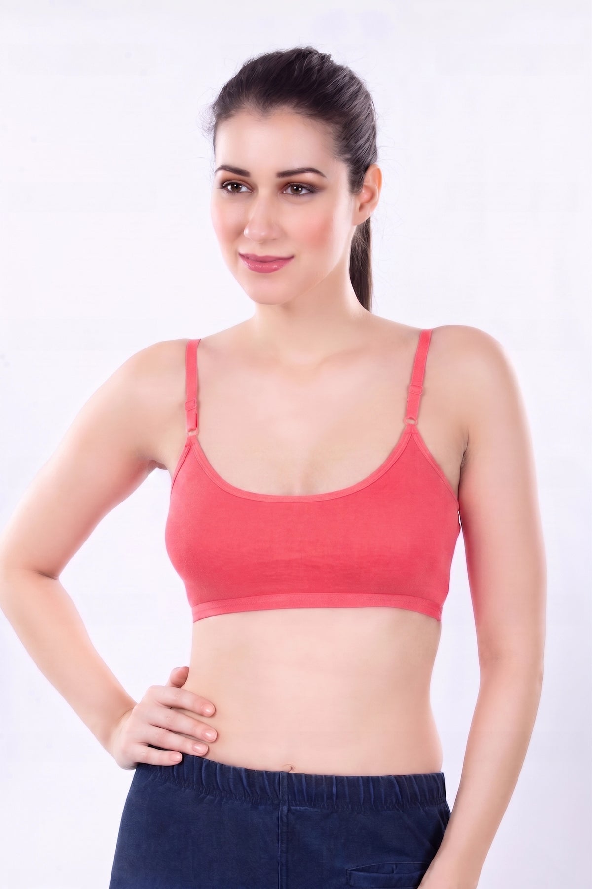 Cute Teen Sports Bra | Girls & Women Bra | Non-Padded Wirefree | Pure Cotton Stretch Daily Workout Bras with Adjustable Straps Super Combed Cotton Elastane Stretch Full & Elastic Band