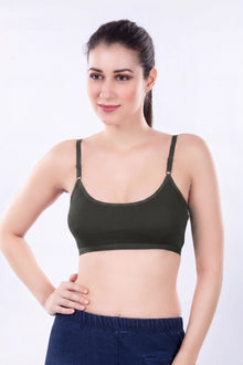Cute Teen Sports Bra | Girls & Women Bra | Non-Padded Wirefree | Pure Cotton Stretch Daily Workout Bras with Adjustable Straps Super Combed Cotton Elastane Stretch Full & Elastic Band