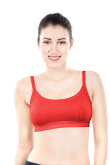Hazel Dark Color Sports Bra | Non-Padded Wirefree Soft Stretch Cotton Bra | Bold Shades Activewear Bra with Bottom Band Support for Gym, Yoga & Workout