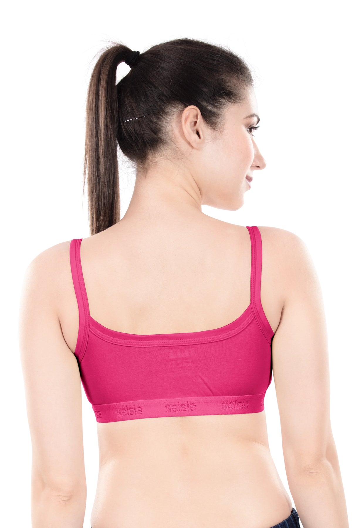 Hazel Dark Color Sports Bra | Non-Padded Wirefree Soft Stretch Cotton Bra | Bold Shades Activewear Bra with Bottom Band Support for Gym, Yoga & Workout